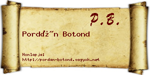 Pordán Botond névjegykártya